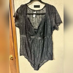 Torrid Sheer Black Lace Bodysuit